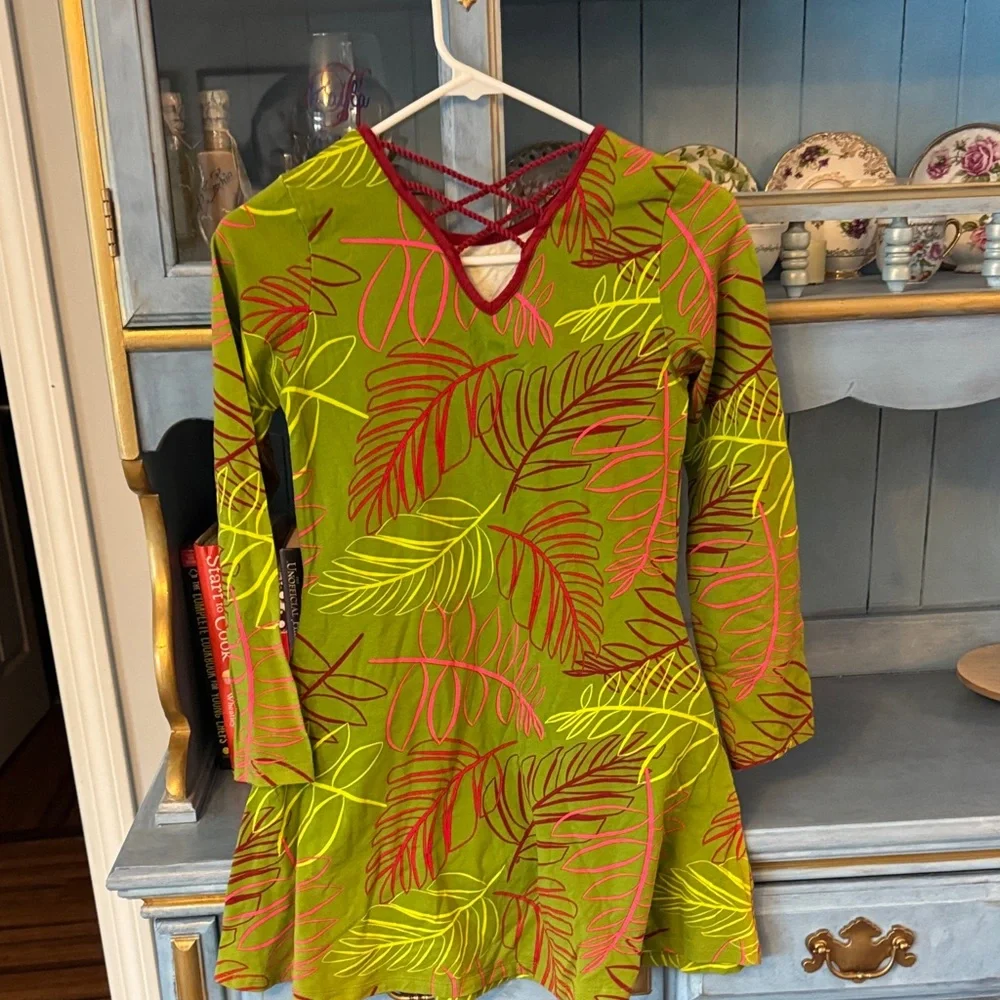 Colorful Leaf Pattern Kids Dress